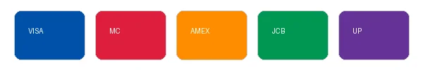 支持的支付方式包括信用卡和借记卡图标